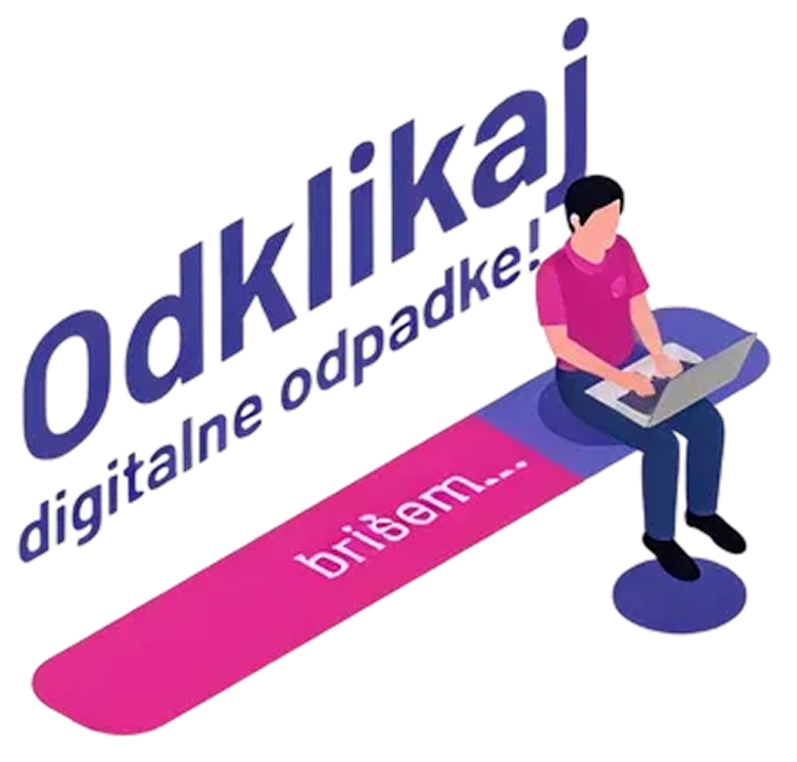 logo akcije Očistimo Slovenijo digitalnih odpadkov - Odklikaj digitalne odpadke